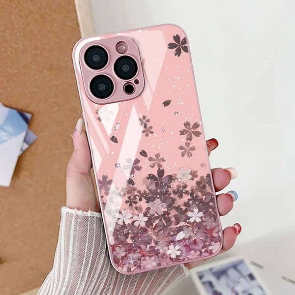 Flower Phone For Case iPhone 16 11 13 14 12 15 Pro Max 16E 17 Air 7 8 Plus SE 3 2 XR Tempered Glass Cover