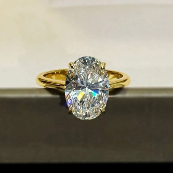 14K Gold Oval 4Ct Lab Diamond Ring Party Wedding Band Rings for Women Engagement Jewelry 260530