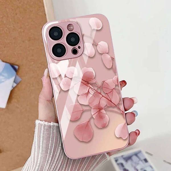Tempered Glass Phone For 14 Case iPhone 16 13 11 12 15 Pro Max 16E 17 Air XR 7 8 Plus SE Soft Leaves Cover