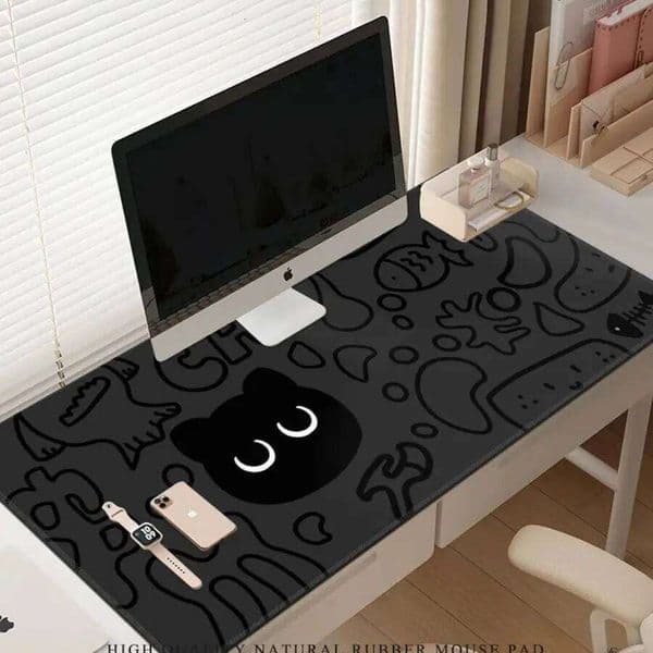 Kawaii Black Cats Cartoon Mats Rubber Mouse Gaming Large Small Laptop Deskmat Keyboard Mat Stitched Edge Non-Slip Desk Pad
