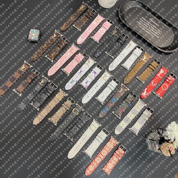 Triangle Designer Leather applewatch Watchband for iWatch 8 7 6 5 4 3 SE 38 40 41mm Replace Wrist Strap 42mm 44mm 45mm 49mm for Apple Watch band Bracelet apple watch Gift
