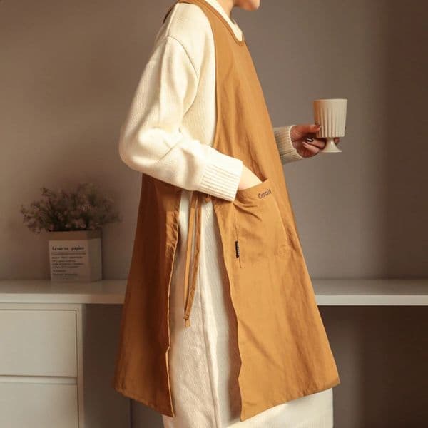 Anti-dirty Long Vest Waterproof Kitchen Apron with Pockets Womens Painting Cooking Working Pinafore Nail Salon Beauty Apron 260528