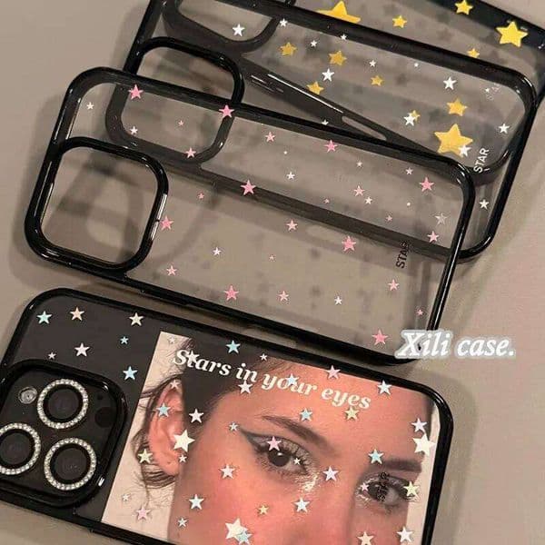 Korean Ins Colorful Stars Transparent Phone Case For iPhone 17Air 17 16 15 14 13 12 11 Pro Max 7 8 Plus Mini X XR XS Y2K Cover
