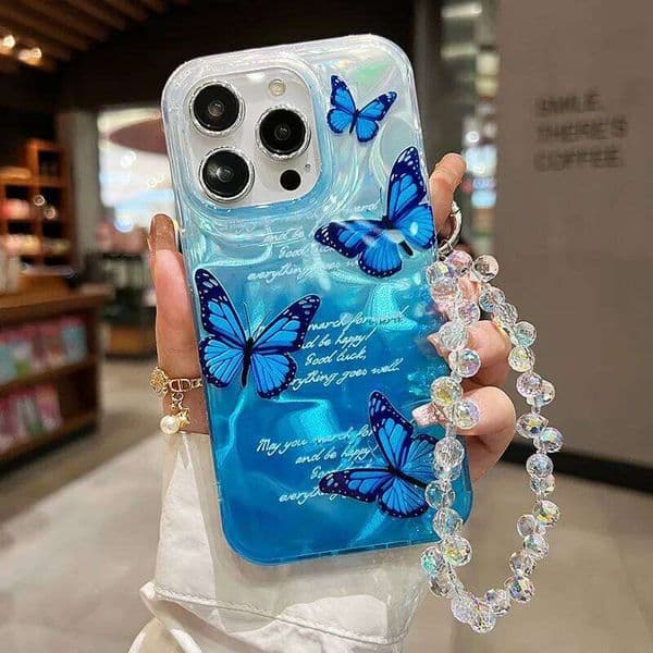 Luxury Letter Butterfly With Lanyard Phone Case For Xiaomi 14 Cases Redmi Note 12 Pro 15C 14C 13C 11 4G 5G Funda