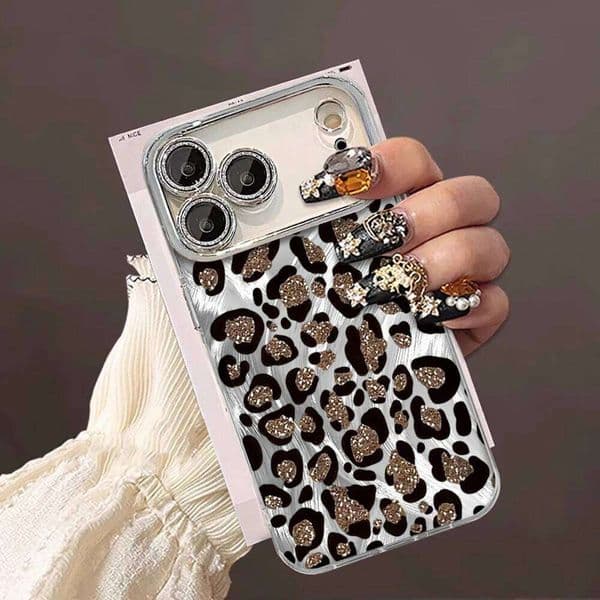 Plating Lens Protector Cases For 15 16 17 14 Pro Max Plus Case iPhone 13 12 11 7 8 XS XR Luxury Leopard Print Drop Funda
