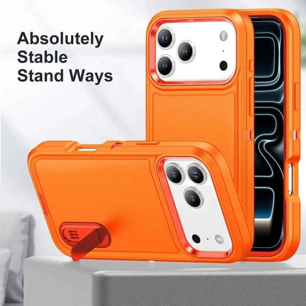 Hybrid Military-Level Invisible Bracket PC Case For IPhone 17 Pro Max Air 16 15 14 13 12 11 Plus Enhanced Shockproof Hard Cover