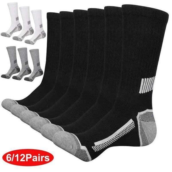12Pairs Men's Sports Socks Sweat Absorbing Comfortable Breathable for Basketball Training Outdoor Running 26W0523