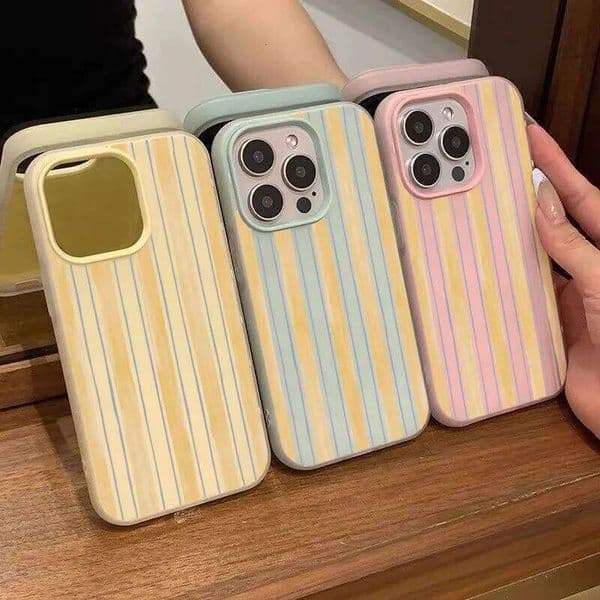 Stylish Yellow Striped Phone Case For 4G Xiaomi Redmi Note 10 11 12 13 14 Pro 5G 14C 13C 15C Funda Carcasa