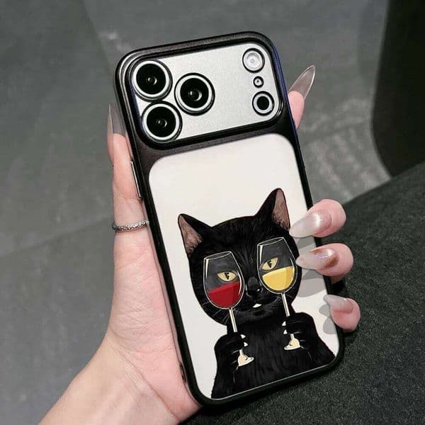 Funny Black Cat Cute Case For Pro Max Cases iPhone 11 12 13 ProMax 14 15 16 Plus 17 Air PC Frosted Shockproof Funda