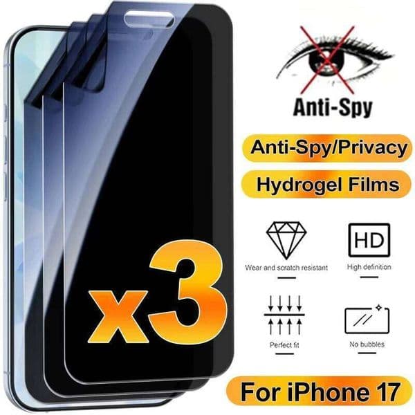 3PCS Anti-Spy Hydrogel Film For iPhone 15 16 17 13 11 12 14 Pro Plus Air XR X XS Max Full Cover Privacy Screen Protector