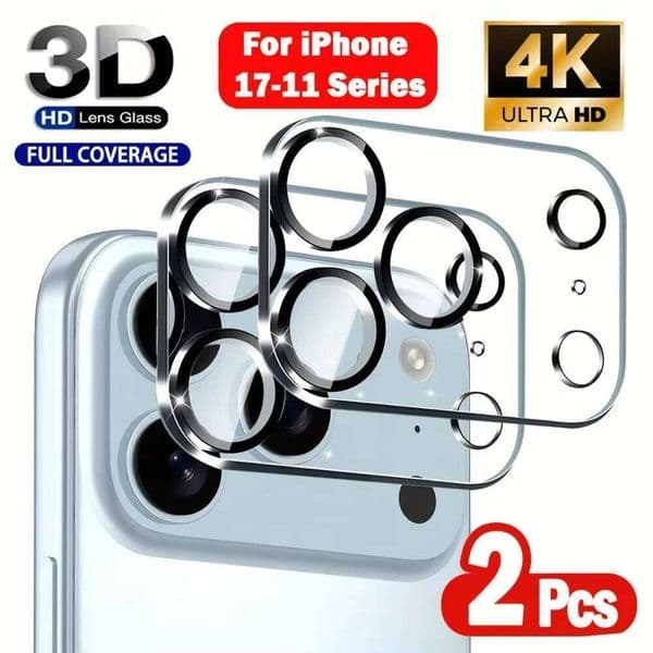 2pcs Tempered Protector For iPhone 17 11 Pro Max Air 14 15 16 Plus 12 13 Mini Camera Glass Lens Film
