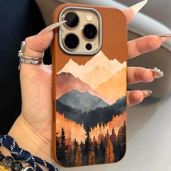 Mountain Sunset Lichee Texture Phone Case For Xiaomi Note 15C 14C 13C Redmi 12 11 Pro 5G 15 14 13 4G Bumper Cover