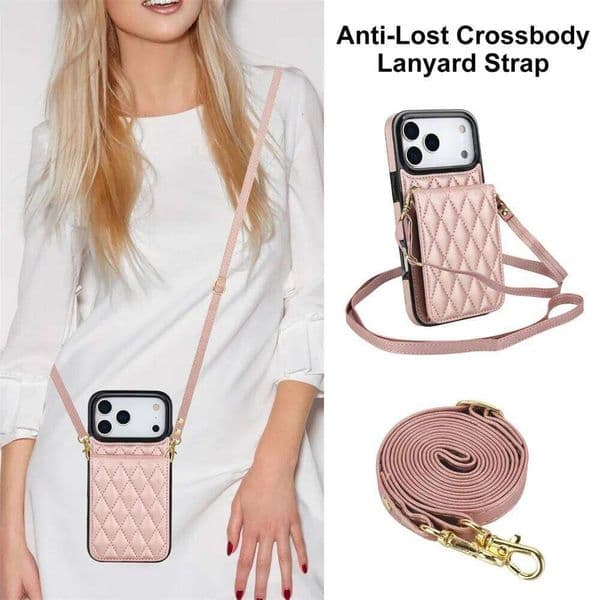 Luxury Elegant 2IN1 Card Wallet Skin-friendly Leather Case For IPhone 17 Pro Max Air 16E 15 14 13 12 11 Cross-body Lanyard Cover