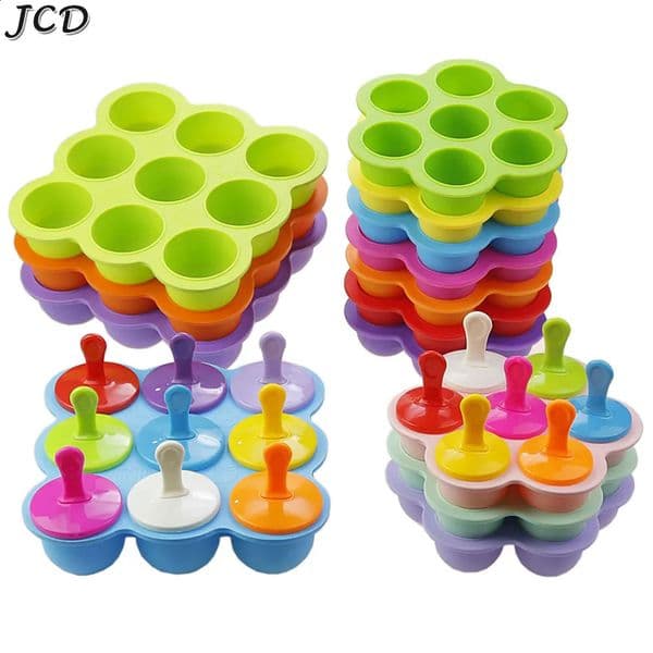 JCD 4/7Holes DIY Ice Cream Pops Silicone Mold Ice Cream Ball Maker Popsicles Molds Baby Fruit Shake Home Kitchen Accessories 260530