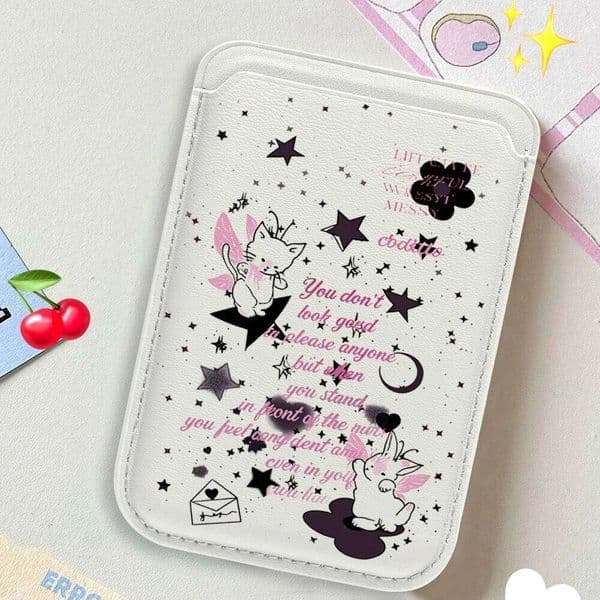 Y2K Cute Leather Wallet Cover Phone Holder Magnetic Case Suitable For all iPhone Magsafe Card phone Bag