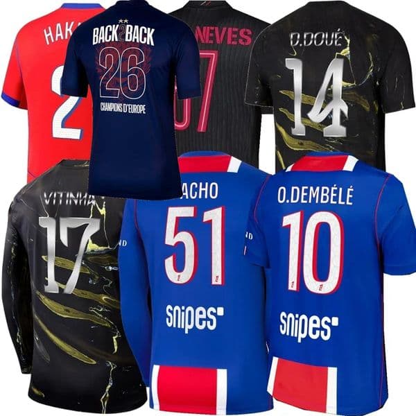 2025 2026 2027 KVARATSKHELIA O.DEMBELE JOAO NEVES 25 26 soccer jerseys VITINHA D.DOUE ZABARNYI football HAKIMI N.MENDES BARCOLA PACHO EMERY Paris PSGSS men kids shirts