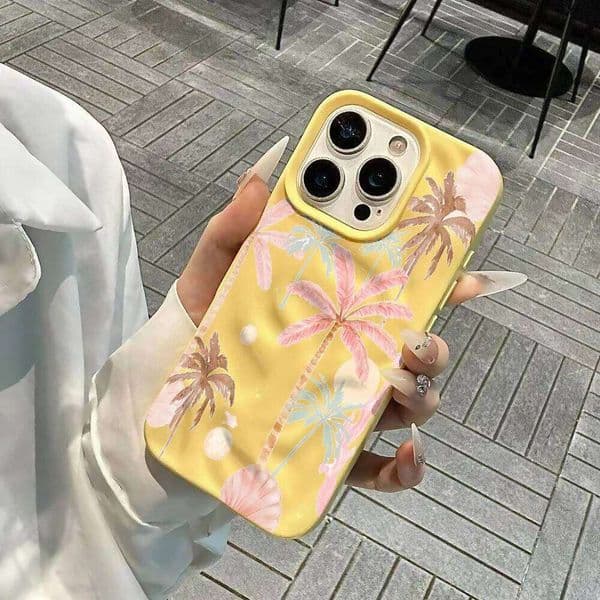 Summer Coconut Grove Art Phone Case For iPhone 17 16 15 13 12 11 Pro Max 14 Plus 17Air Wrinkle Wave Soft Silicone Drop Cover
