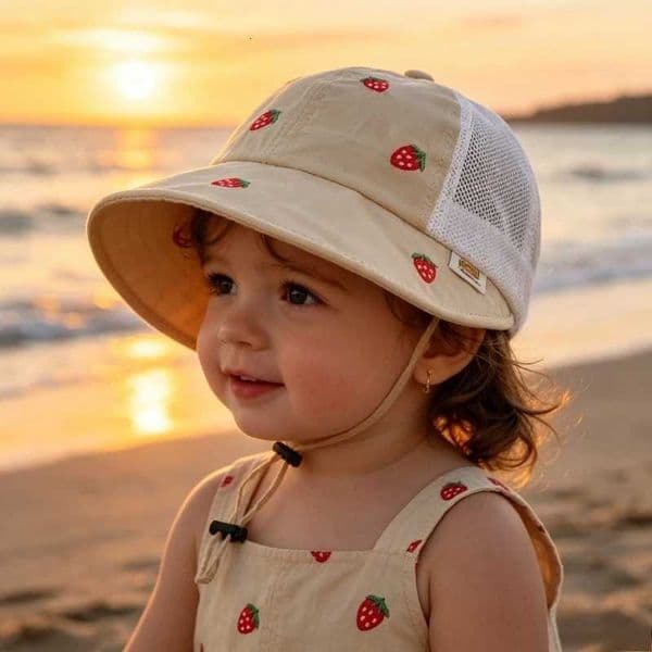 Baby Kids Summer Sun Hat 48-50cm 1-3 Years Breathable Mesh Fishing Hat Sweet Bucket Hat for Boys Girls UV Protection Cap Hats M260530