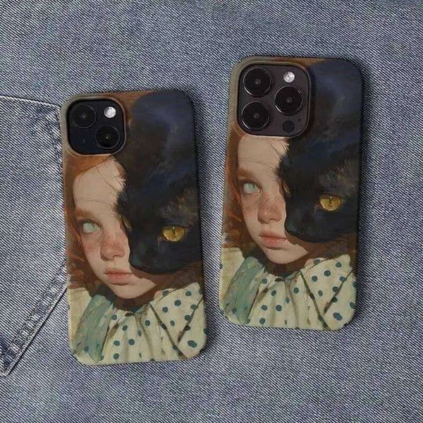 Ins Black Cat Girl Cool Phone Case For iPhone 17Air 17 16 16E 15 14 13 12 11 Pro Max 7 8 Plus Mini X XR XS MAX Sweet Y2K Cover