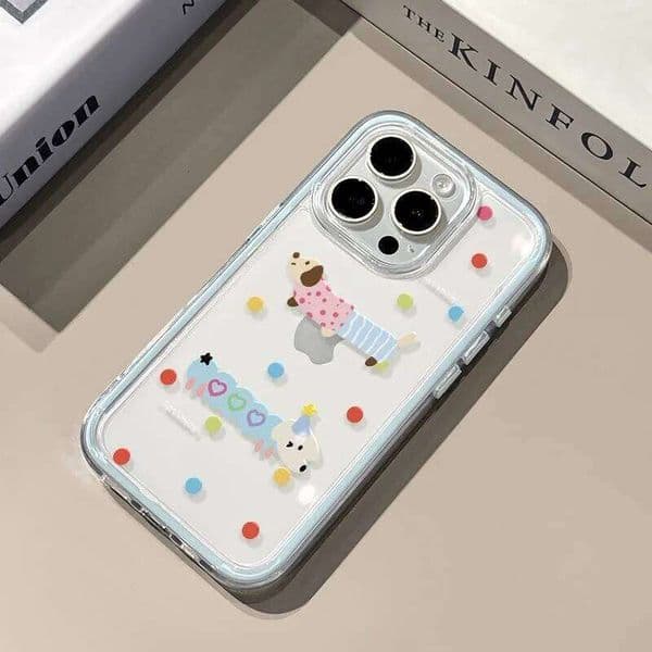 Polka Dot Sausage Dog Soft Silicone Clear Phone For iPhone Max Case 15 14 13 12 11 Pro 17 Air XS XR 16 Plus Cover
