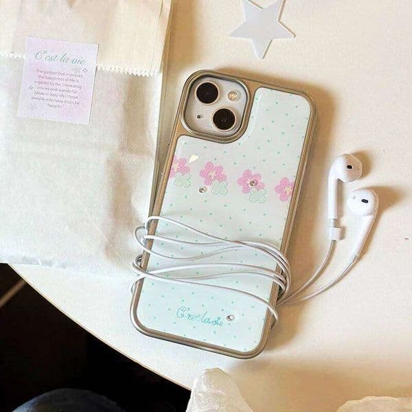 Korean Ins Floral Polka Dots Bulletproof Phone Case For Samsung Galaxy S23 S24 S25 S26 Ultra FE Plus Edge Z Flip 7 Sweet Cover