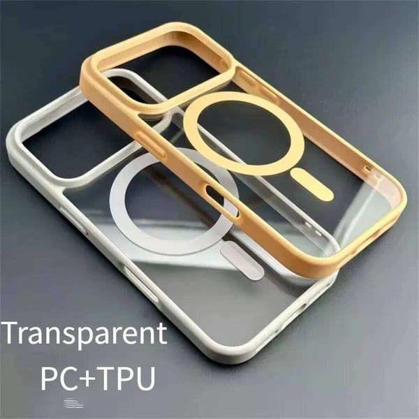 Fashion PC+TPU Transparent Magnetic Charging Case For IPhone 17 Pro Max Air 16E 15 14 13 12 11 Plus Shockproof Buffer Hard Cover