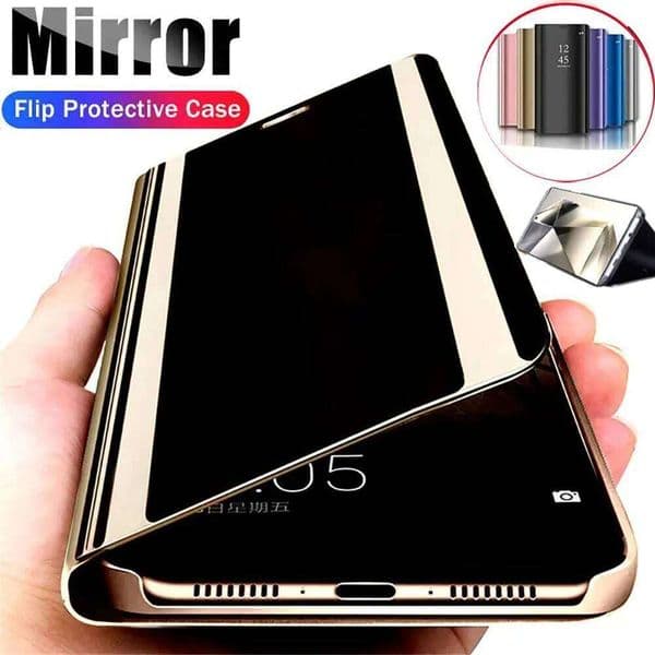 Busin Plating Mirror Smart View Sle Leather Flip Phone Case For Samsung S26 Ultra S25 S24 S23 Plus FE Anti-fall Protection Cover
