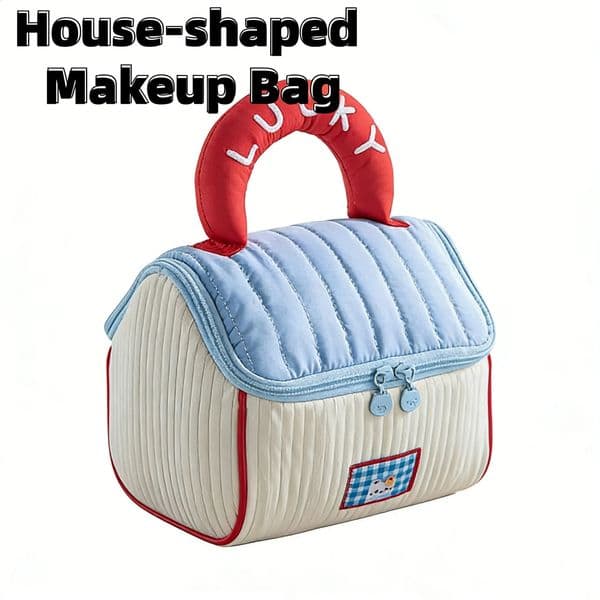 201- Style Large-Capacity Stylish House-Shaped Bag Portable Travel Cosmetic Bag with Niche Cute Cartoon Pattern 260530