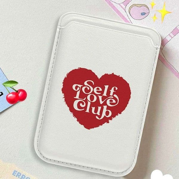 Self Love Club Leather Wallet Cover Holder Magnetic Case Suitable For all iPhone Magsafe Card Phone Back Bag