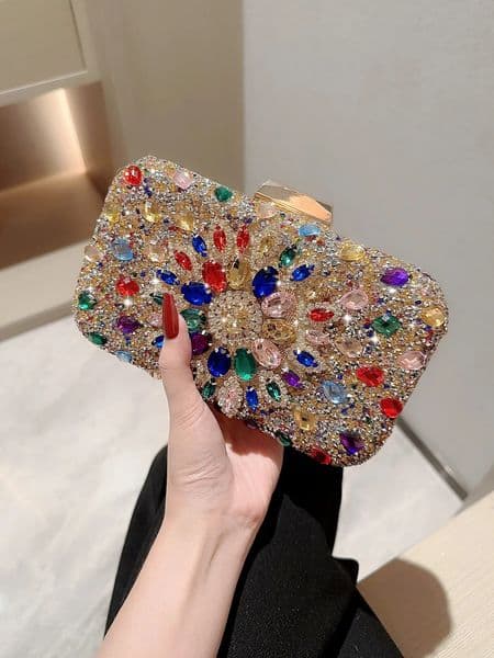 evening bag shiny rhinestone diamond clutch bag dress bag evening bag chain bag classy square box bag for women 260701