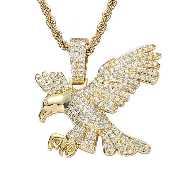 New style eagle real gold plated, micro-inlaid with Moissanite, hip-hop men's versatile necklace pendant, in stock