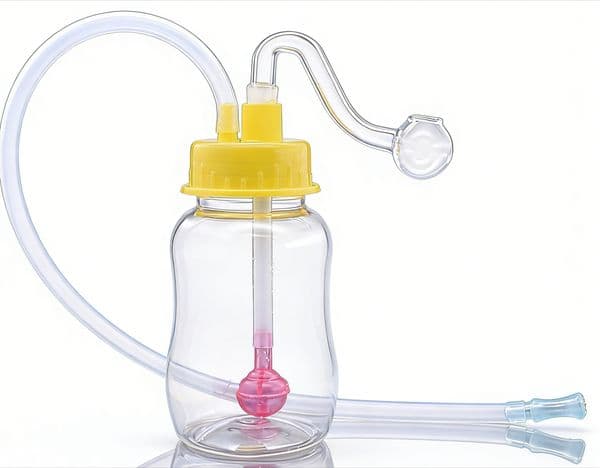Wholesale Colorful Portable Plastic Water Smoke bongs Milk Bottle Hookahs mini acrylic Bong with 10mm male smoking glass oil burner bowl and Soft silicone hose