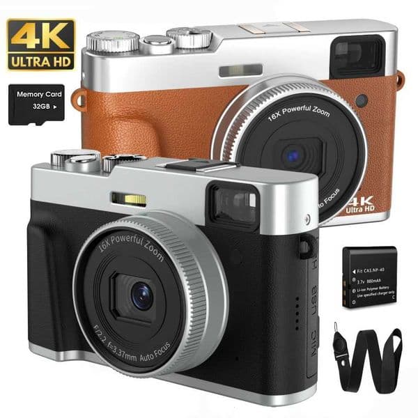 4K Digital Camera Auto Focus 48MP Vlogging Camera for YouTube and Anti-Shake Video Camera with Viewfinder Flash DialT260401