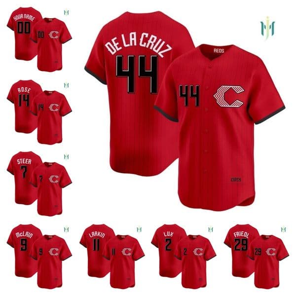 Pete Rose Elly De La Cruz Barry Larkin Gavin Lux TJ Friedl Spencer Steer Matt McLain Chase Burns 2026 City Connect men's baseball jersey - all stitched all size women kids