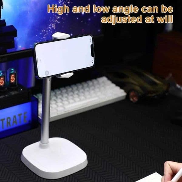 K0EA Flexible Phone Hold 360 Swivels Desk Phone Stand Universal Phone Stand with Stable Base for Office Training Meetings S2641