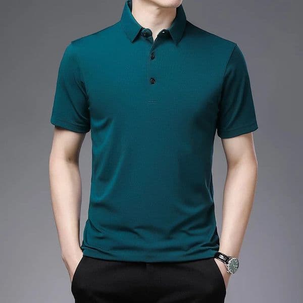 2024 Mens Solid Color Business Casual POLO Shirt Summer Fashion Short Sleeve Comfortable and Breathable Top 260318BANJIA