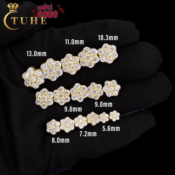 Wholesale Bulk Multi Size Cluster Moissanite Flower Stud Earrings 925 Sterling Silver VVS Diamond Luxury Fine Jewelry Men Women