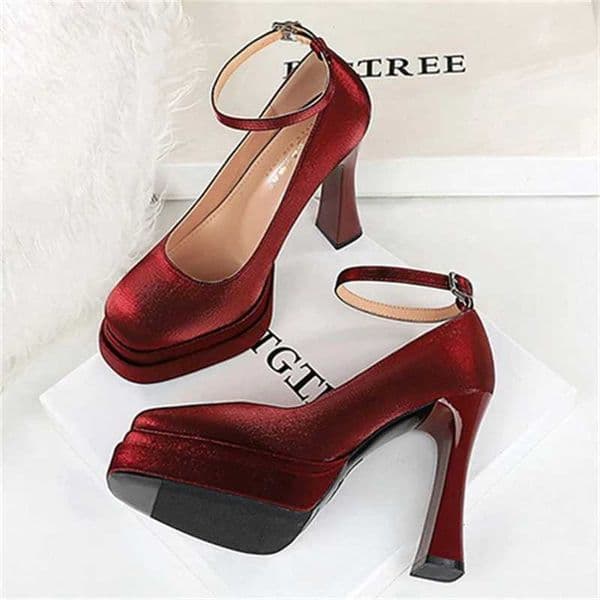 BIGTREE Autumn Fashion Silk Strap Buckle Chunky Heels Womens Pumps Round Toe Platform Single Banquet Shoes Zapatos De Mujer X260401