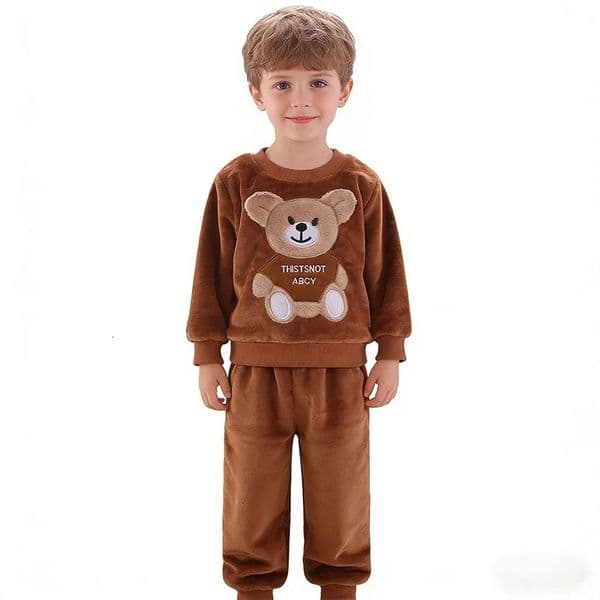 Winter Baby Girls Boys Homewear Sets Autumn Fashion Flannel Fleece Clothes Kids Cartoon Bear Sleepwear Children Pajamas 2Pcs 260331