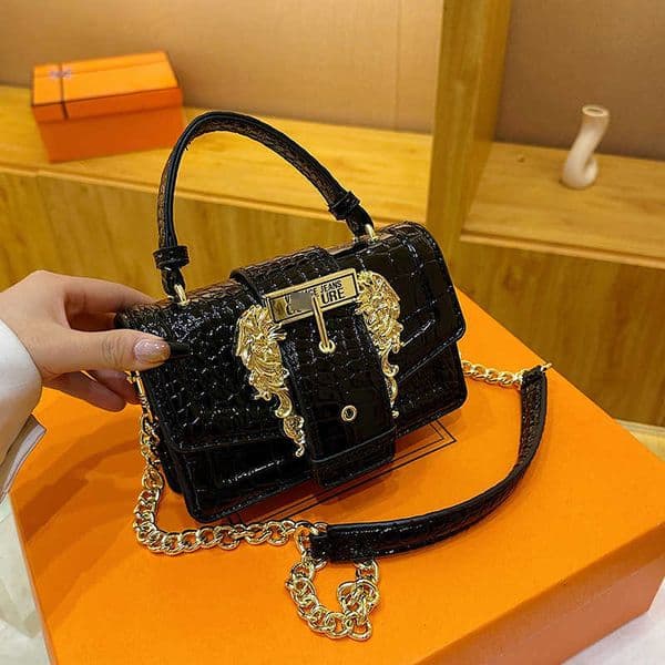 2026 New Baroque Style Metal Accessory Handbag Small Square Crossbody Bag for Women Trendy H260401