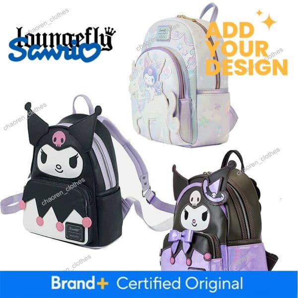 Designer Loungefly Sanrio Kuromi Hello KT Cosplay Adult Womens Double Strap Shoulder Bag Purse Luxury Goods