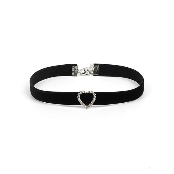 Kpop Black Velvet Clavicle Chain Collar Trendy Acrylic Gemstone Zircon Heart Crystal Choker Necklace For Women Jewelry 260327