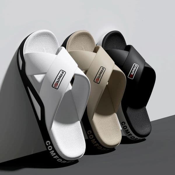 Mens Outdoor Fashion Sandals-Cross Strap Open Toe Slide SandalNon-Slip Bath Shower SlippersBeach Shoes for Swimming Walking 260331