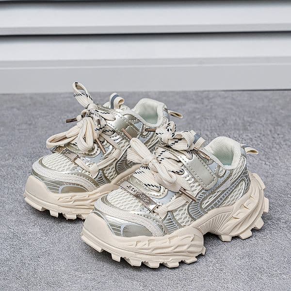 Children Trendy Chunky Dad Sneakers Lightweight Mesh Upper Platform Running Shoes Comfortable Athletic Shoes for Kids Non Slip Casual Sport Shoes Free shipping