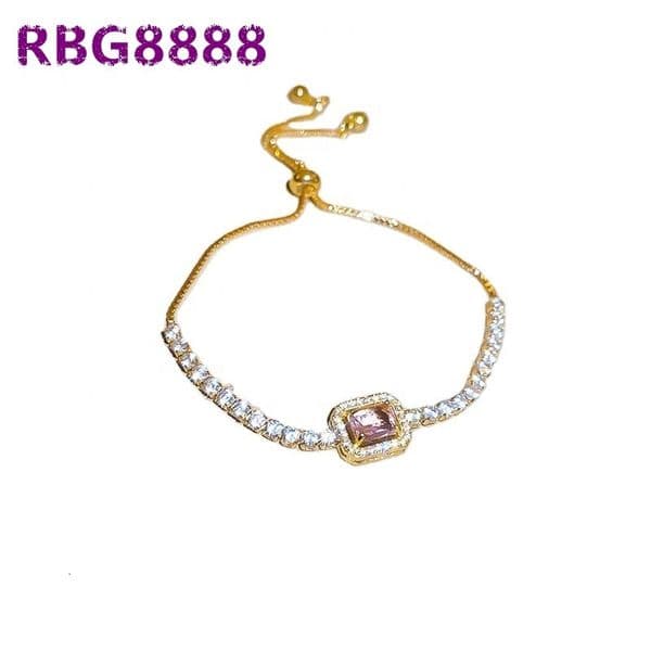 High-end Zircon Square Diamond Pull-out Bracelet for Women Simple and Elegant Ins-style Charm Bracelet