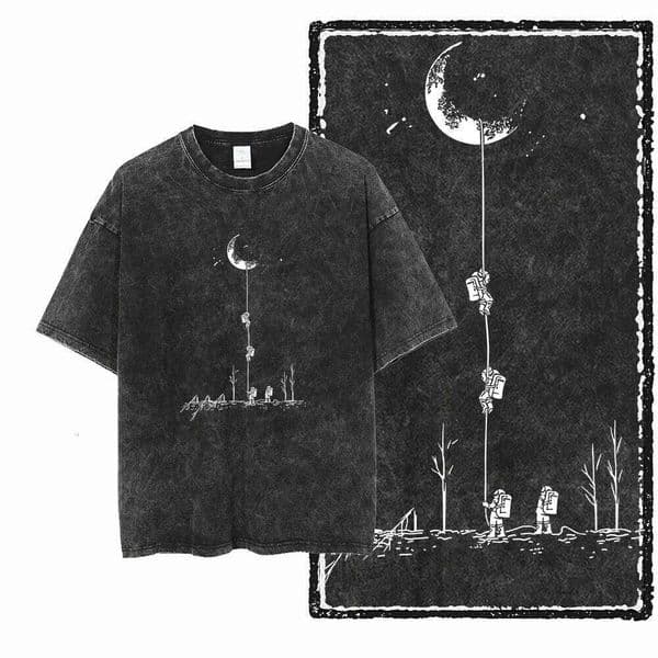 SA ASTRONAUT SPACE THEMES Printed Cotton Acid Washed Graphic Unisex T Shirt Cool Streetwear Men Tshirts Big Size Tee for men 26H0401