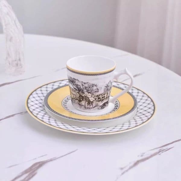 Retro-European Styled Coffee Mug Collection High-Quality Porcelain Tableware Ensemble Logo