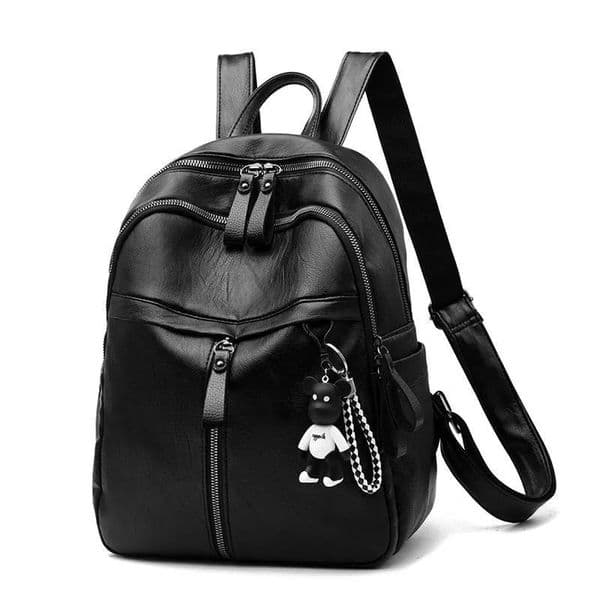 Black Backpacks for Women High Capacity PU Waterproof College Backpack Trendy Laptop School Bags Girl Travel 260317