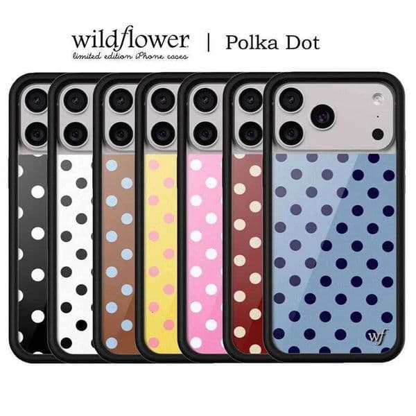 Cute 3D Pink yellow black white Polka Dot Wildflower Phone Case for iPhone 17 14 15 13 12 16Pro Max Plus wf Wave point Cover 26H0401