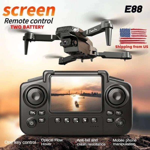E88 PRO 8K Camera Drone Gift Set Two Batteries Foldable With Carry Case Wifi FPV & Auto Hover Easy To Fly For Beginners Fulaying